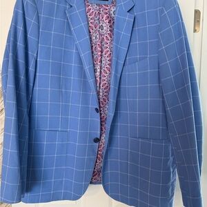 Tailorbyrd Light Blue Windowpane Blazer